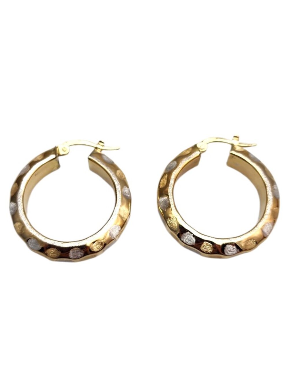14K Yellow and White Gold Hoop Earrings #25431